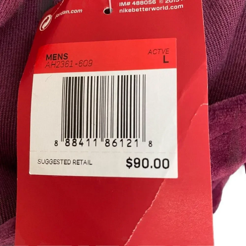 Nike Air Jordan Velour Velvet Jogger Pants Maroon AH2361-609 Mens size Large - Picture 8 of 8